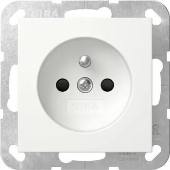 GIRA 448527 Schuko-stikkontakt med klapdæksel og mærkefelt, System 55, ren hvid