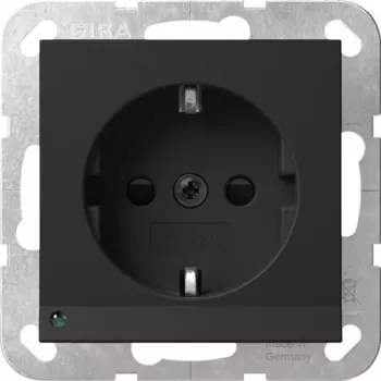 Gira 4170005 SCHUKO-stikkontakt med LED-orienteringslys og lysstyrkesensor, System 3000, ren hvid glans