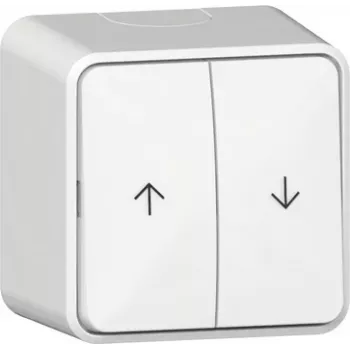 GIRA overflademonteret vippekontakt til persiennestyring, ren hvid, op/ned-pile, 250 V, 10 A 315813