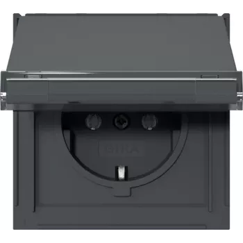 Gira TX_44 Schuko Socket Outlet with Hinged Cover and Labelling Field, Anthracite 441067