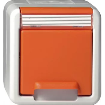 Gira SCHUKO stikdåse med klapdæksel, overflade, orange 4440309