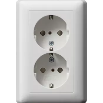 Gira System 55 Schuko stikkontakt CEE 7/3, 16 A, 250 V, ren hvid blank, klapdæksel 078327
