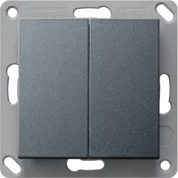 GIRA Wireless Wall Transmitter, Battery-less, 2-gang, Anthracite 242228