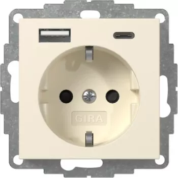 GIRA 245901 SCHUKO-stikdåse med USB-lader 2x Type A/C System 55 cremehvid