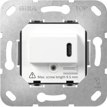 Gira SCHUKO-stikdåse-indlæg med USB Type C PD, 16 A, 250 V, indbygning, sort 236200