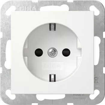 GIRA 475503 SCHUKO-stikdåse med LED-orienteringslys, forhøjet berøringsbeskyttelse, ren hvid blank