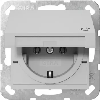 GIRA 4454015 SCHUKO-stikdåse med klapdæksel, System 55, grå
