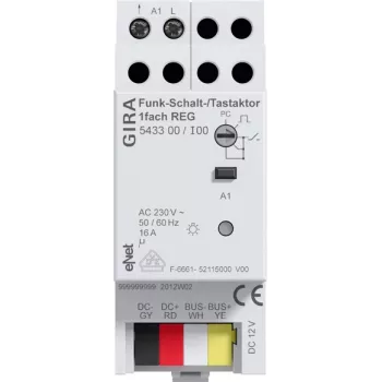 Gira Wireless Switching/Push-button Actuator 1-gang DIN Rail 543300