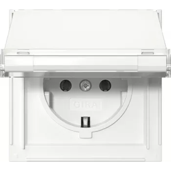GIRA 441066 SCHUKO-stikdåse med klapdæksel, Gira TX_44, ren hvid