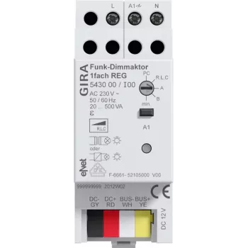 GIRA Wireless Universal Dimming Actuator 1-Channel DIN Rail 543000
