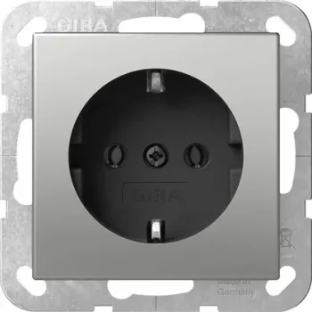 Gira SCHUKO-stikdåse uden kløer rustfrit stål 4466600