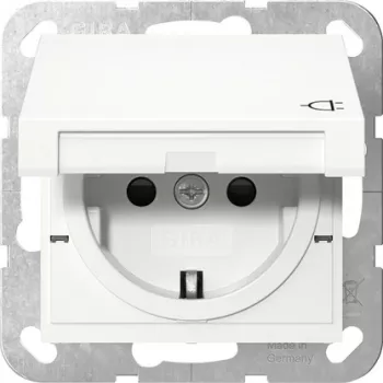 Gira 475427 SCHUKO-stikdåse med klapdæksel, System 55, ren hvid blank