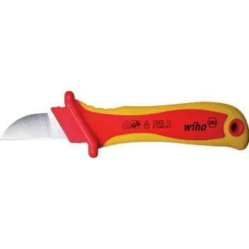 Wiha kabelkniv 200 mm med krogklinge, isoleret 1000V AC, ergonomisk flerkomponent-greb, SB-blisterpakning 38798