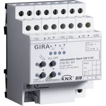 GIRA persienne-/rullegardinaktor 2-kanal 230 V AC KNX/EIB DIN-skinne 215200