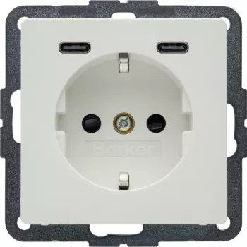 Hager Berker Q.x SCHUKO-stikkontakt med USB-C PD 20W, polarhvid 48156089