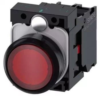 Siemens SIRIUS ACT belyst trykknap, komplet enhed, plast, rød, 22 mm, 1NO+1NC, 24 V AC/DC LED 3SU1102-0AB20-1CA0