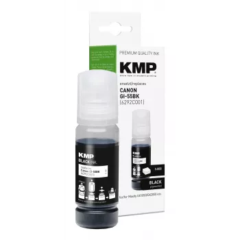 KMP PRINTTECHNIK kompatibel påfyldningsblækflaske til Canon GI-55BK (6292C001), sort, 70 ml 1587,0001
