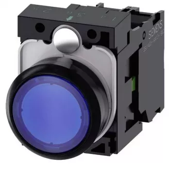 Siemens SIRIUS ACT lysindikator-trykknap komplet enhed, plast, blå, 1NO+1NC, 24V AC/DC LED 3SU1102-0AB50-1BA0