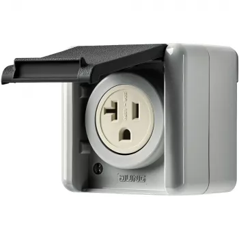 JUNG 821-20 USW stikdåse US-standard NEMA 20 A 125 V med klapdæksel, WG 800, grå