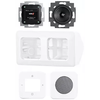 Busch-Jaeger Busch-Radio DAB+ komplet sæt hjørnemontering 8250 AJ-214-101 studiuhvid 2CKA008200A0235
