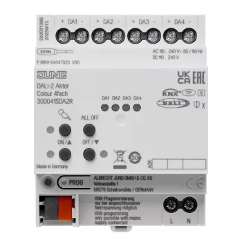 JUNG KNX DALI-2 aktuator farve 4-fag, DIN-skinne, 4 TE, Secure (300041SDA2R)