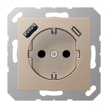 JUNG SCHUKO-stikkontakt med USB Type-A & C A1520-15CACH