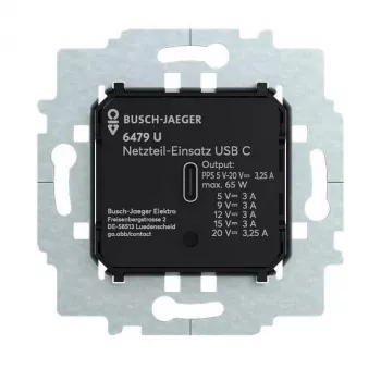 Busch-Jäger 6479 U strømforsyningsindsats med USB-C 2CKA006400A0436