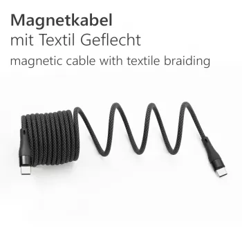 MAXTRACK C532-1L USB 2.0-spiralkabel, USB-A til USB-C, 1 m, sort, forgyldte kontakter