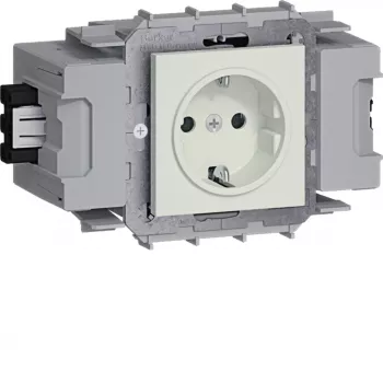 HAGER GS10019016 1-dobbelt Schuko-stikkontakt med Wago Winsta front-snap-in, ren hvid
