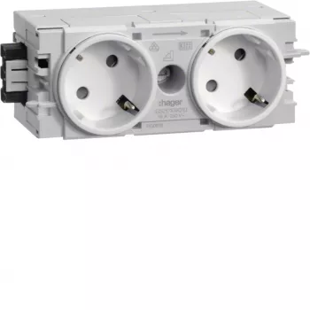 HAGER GS20109016 2-fach 45° C-profil stikkontakt trafikhvid