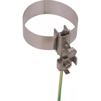 DEHN 540910 jordbåndsrørklemme til rør 26,9-60,3 mm, varmforzinket stål, rustfrit stålbånd
