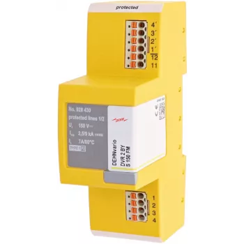 DEHN DVR 2 BY S 150 FM kombineret lynstrøms- og overspændingsafleder type 1+2, 2-polet, 230 V AC, DIN-skinne montering, med fjernsignalering 928430