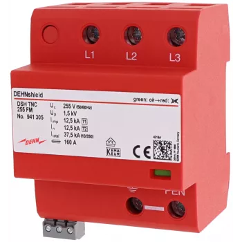 DEHN DSH TNC 255 FM type 1+2 kombi-lynstrøms- og overspændingsafleder til 3-faset TN-C-systemer 941305