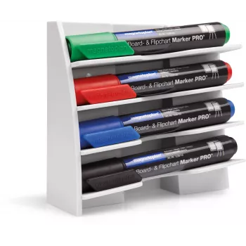 MAGNETOPLAN HOLTZ plastmarkerholder til 4 boardmarkere, magnetisk, skrå til beskyttelse mod udtørring, hvid (12294)