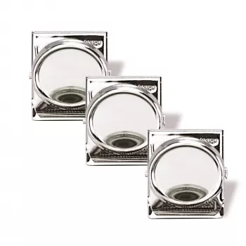 Magnetoplan Magnetic Clip 35 mm Silver 3-Pack Holds up to 26 A4 Sheets (16670)