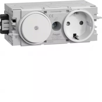 HAGER GS11009016 Schuko-stikkontakt med korrespondanceafbryder, trafik-hvid