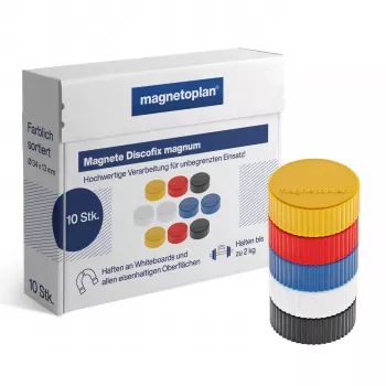 Magnetoplan Discofix Magnum blandede whiteboard-magneter, 34 mm, 10 stk. 1660010