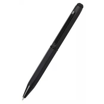 ONLINE SCHREIBGERÄTE Hexagon stylus kuglepen, sort hus, blå blæk, kapacitiv stylus, drejemekanisme, mellemlinje 21035/3D