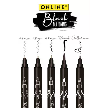 ONLINE Black Lettering akrylmaling-pen sæt, sort, 5 stk. 19114
