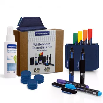 MAGNETOPLAN HOLTZ Whiteboard Essentials Kit blå - viskelæder & magnetisk opbevaring (1230914)