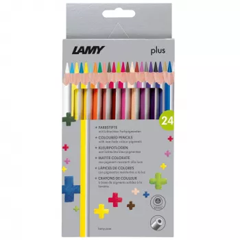LAMY plus trekantede farveblyanter, 24-dele sæt i papæske, ergonomisk trekantform, mat overflade, brudsikker mine 1222008