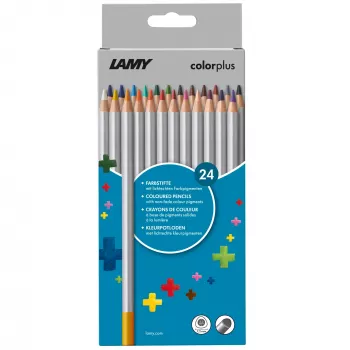 LAMY colorplus farveblyanter, 24 forskellige farver, ergonomisk trekantform, mat overflade, brudsikker mine, papæske 1233469