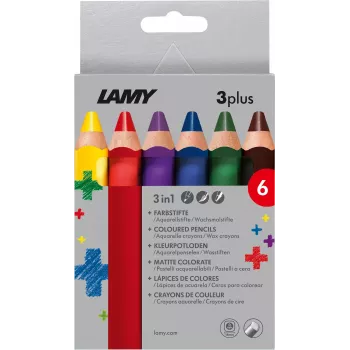 LAMY 3plus farveblyanter, 6-sæt, ergonomisk trekantet, ekstra tyk brudsikker mine, forskellige farver 1222002