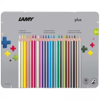 LAMY trekant plus farveblyanter, 24 forskellige farver, ergonomisk trekantform, mat overflade, metaldåse 1222010