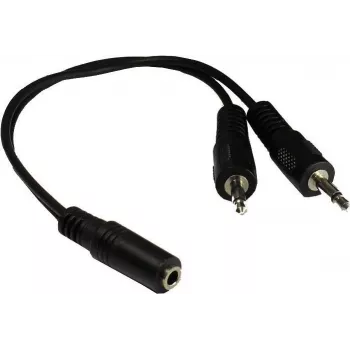 GoodConnections AD-35B2S audio-Y-adapter 3,5 mm stereo hun til 2x RCA mono han, 20 cm, nikkelbelagt, sort