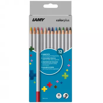 LAMY colorplus trekantede farveblyanter, 12 forskellige farver, ergonomisk trekantform, mat finish, papæske 1233468