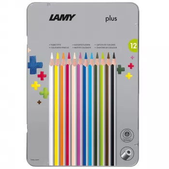 LAMY plus trekantede farveblyanter, 12-dele metaletui, ergonomisk trekantform, mat overflade, brudsikker mine 1222009