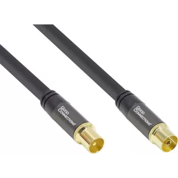 GoodConnections SmartFLEX antennekabel, IEC koaksial han til hun, forgyldt, firedobbelt afskærmet, 120 dB, sort, 10 m (GC-M2057)