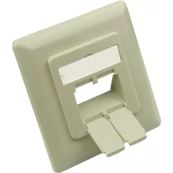GoodConnections Central Plate 50x50mm with Cover Frame 80x80mm for Network Outlets, Pearl White RAL1013 (GC-N0154)