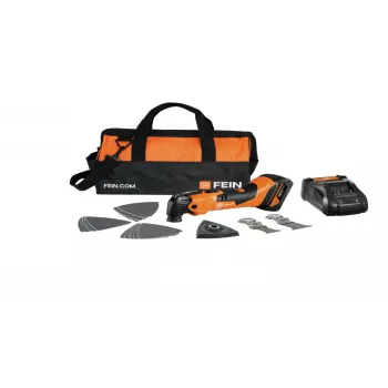Fein AMM 500 Plus Cordless Oscillating Multi-Tool Kit with 2x 18V 4Ah Batteries, ALG 80 Rapid Charger, StarlockPlus, QuickIN, Anti-Vibration, in Case 71293870000